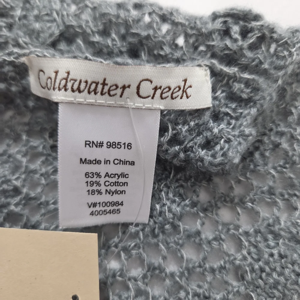 NWT Coldwater Creek Pearly Bead Scarf Open Knit Pearl Accent Boho Rectangle